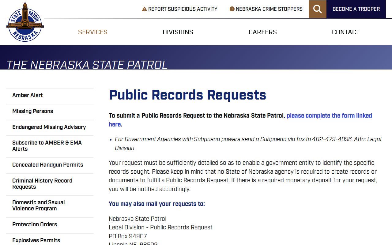 Nebraska State Patrol public records channel for Hitchcock County arrests