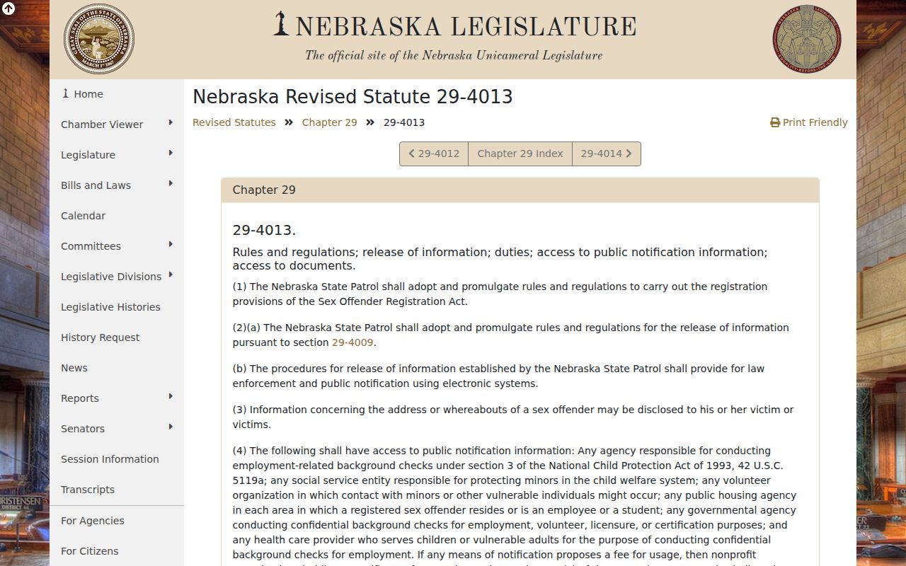 Nebraska public notification law for Hitchcock County registry information