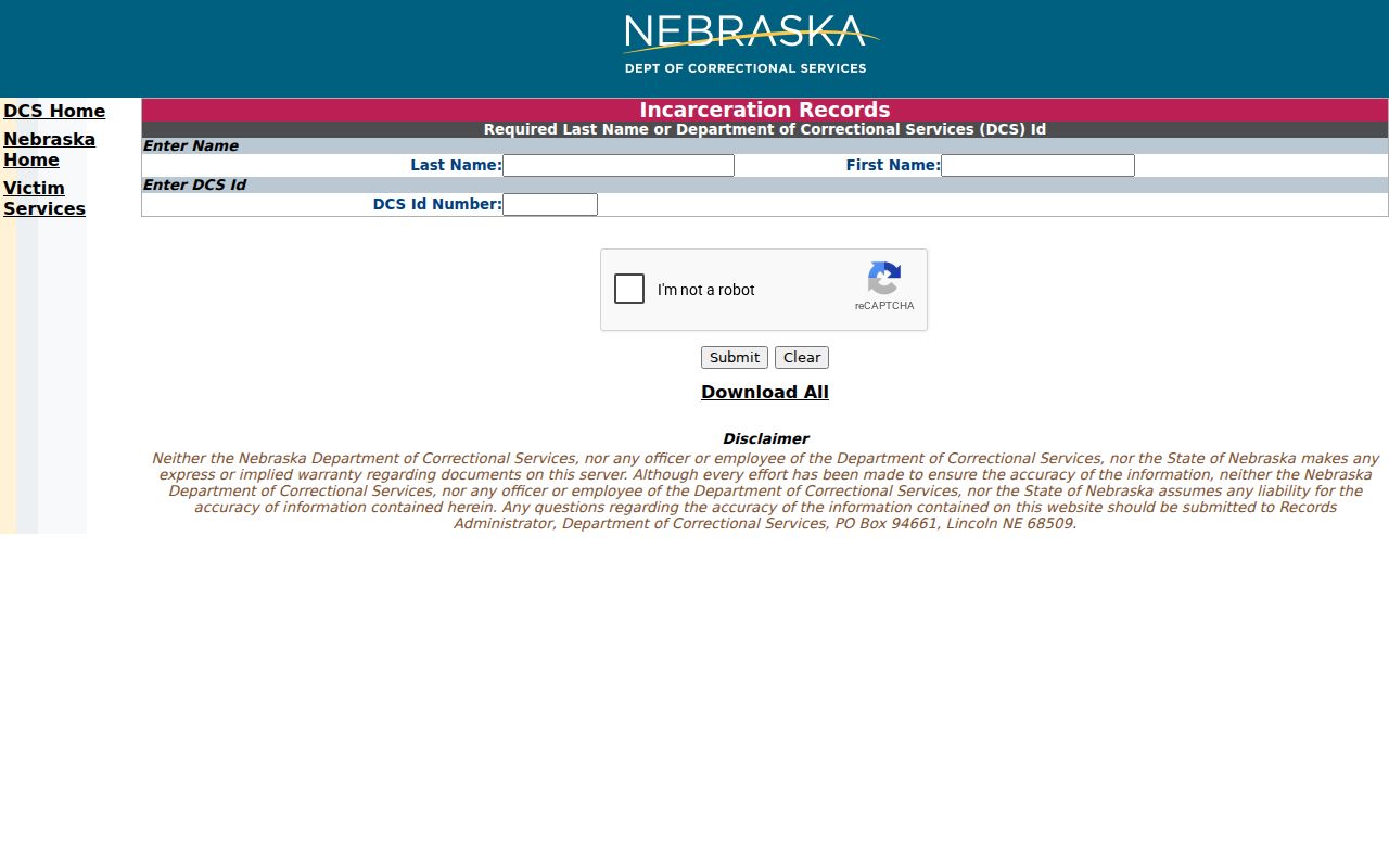 Hitchcock County criminal history NDCS incarceration search
