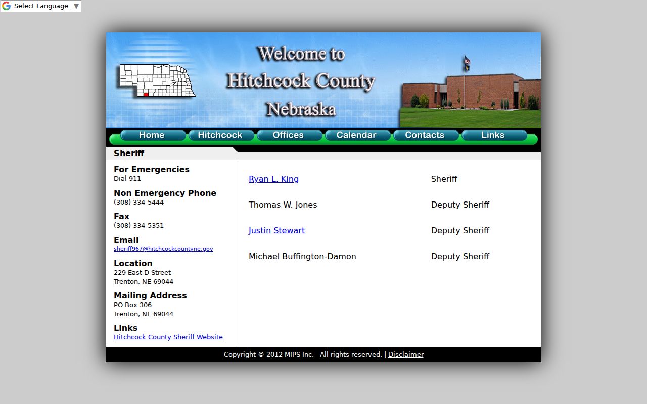 Hitchcock County criminal records sheriff contact information
