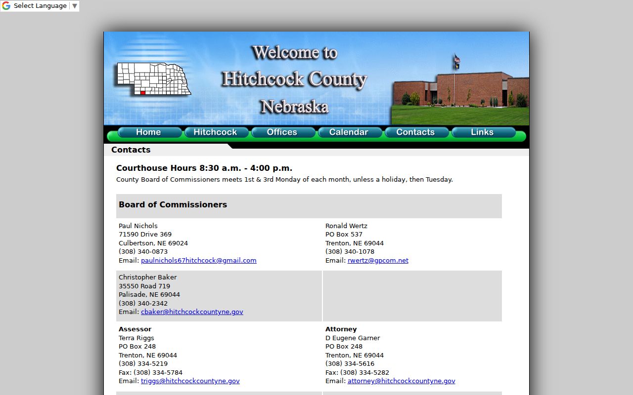 Hitchcock County criminal history office contacts