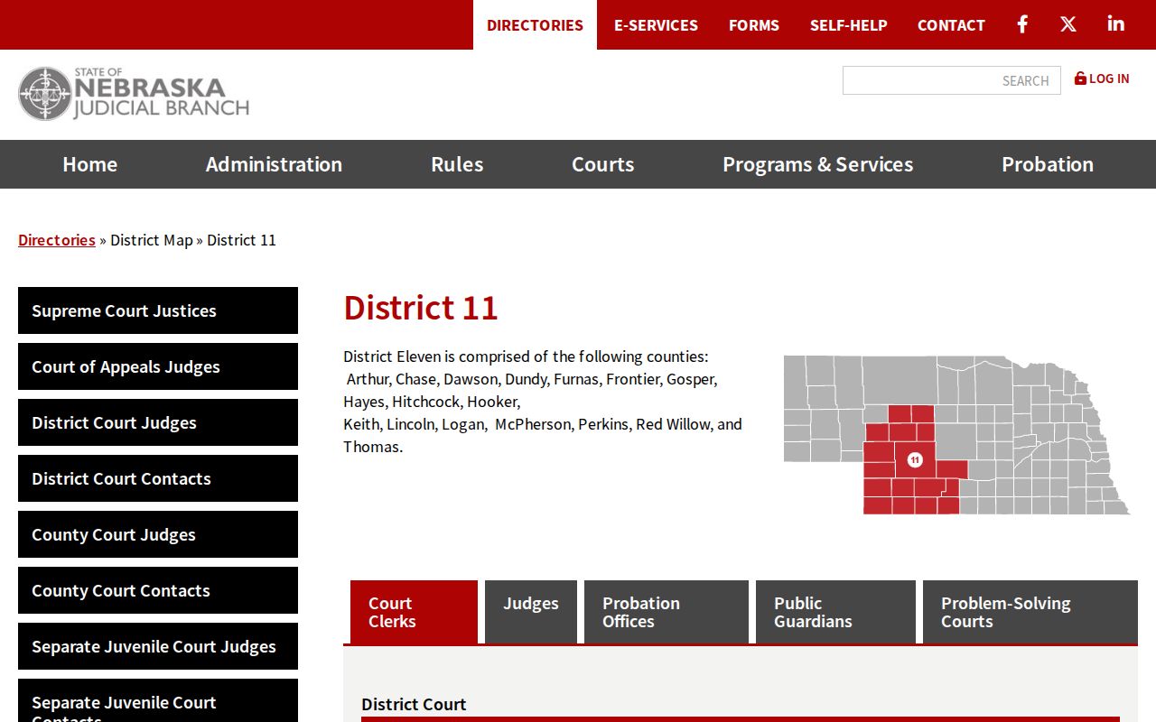 Hitchcock County criminal supervision District 11 directory